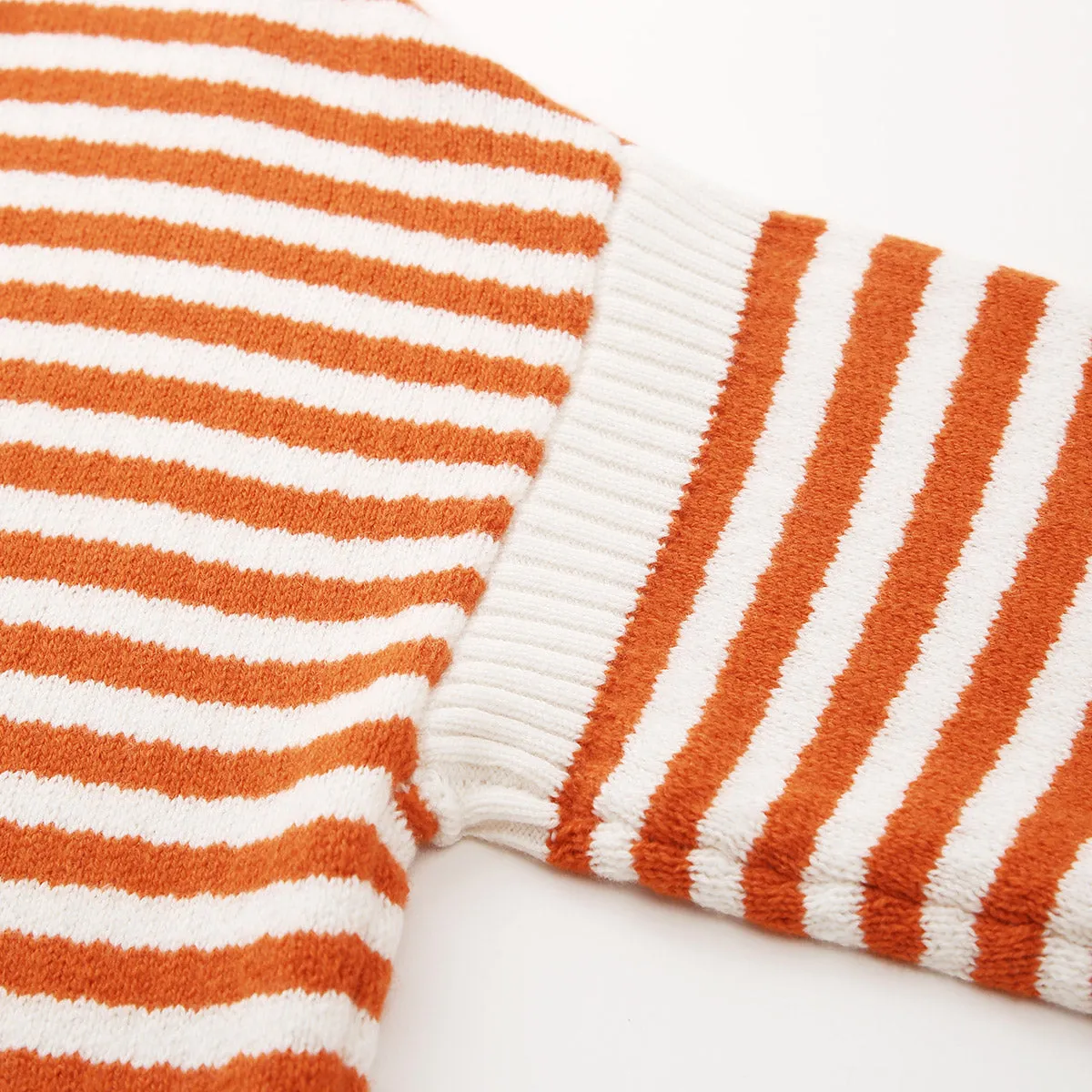 100% Wool Striped Knitted Pullover Sweater