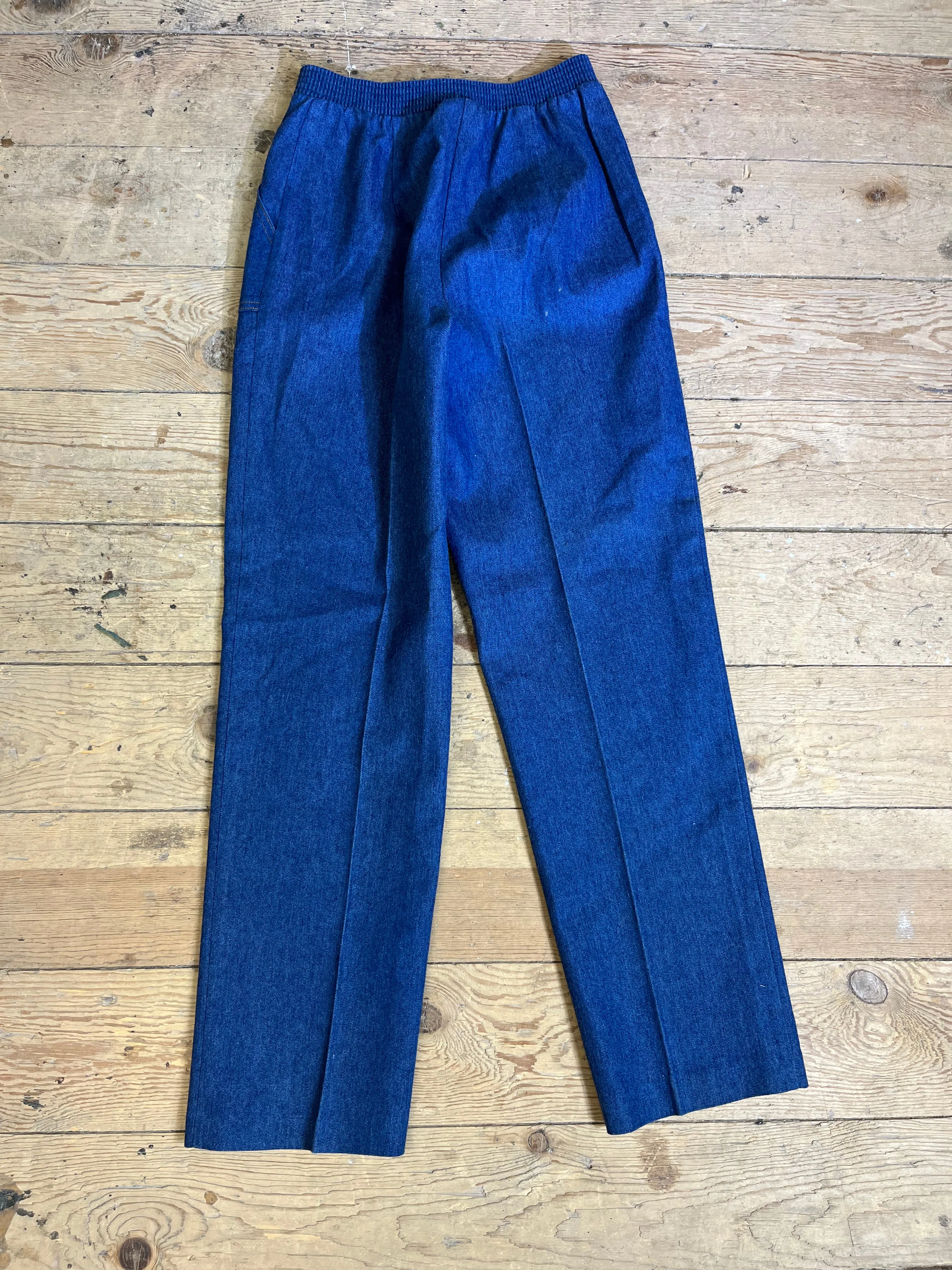 1970s Dark Wash Poly Denim Trousers by Koret City Blues