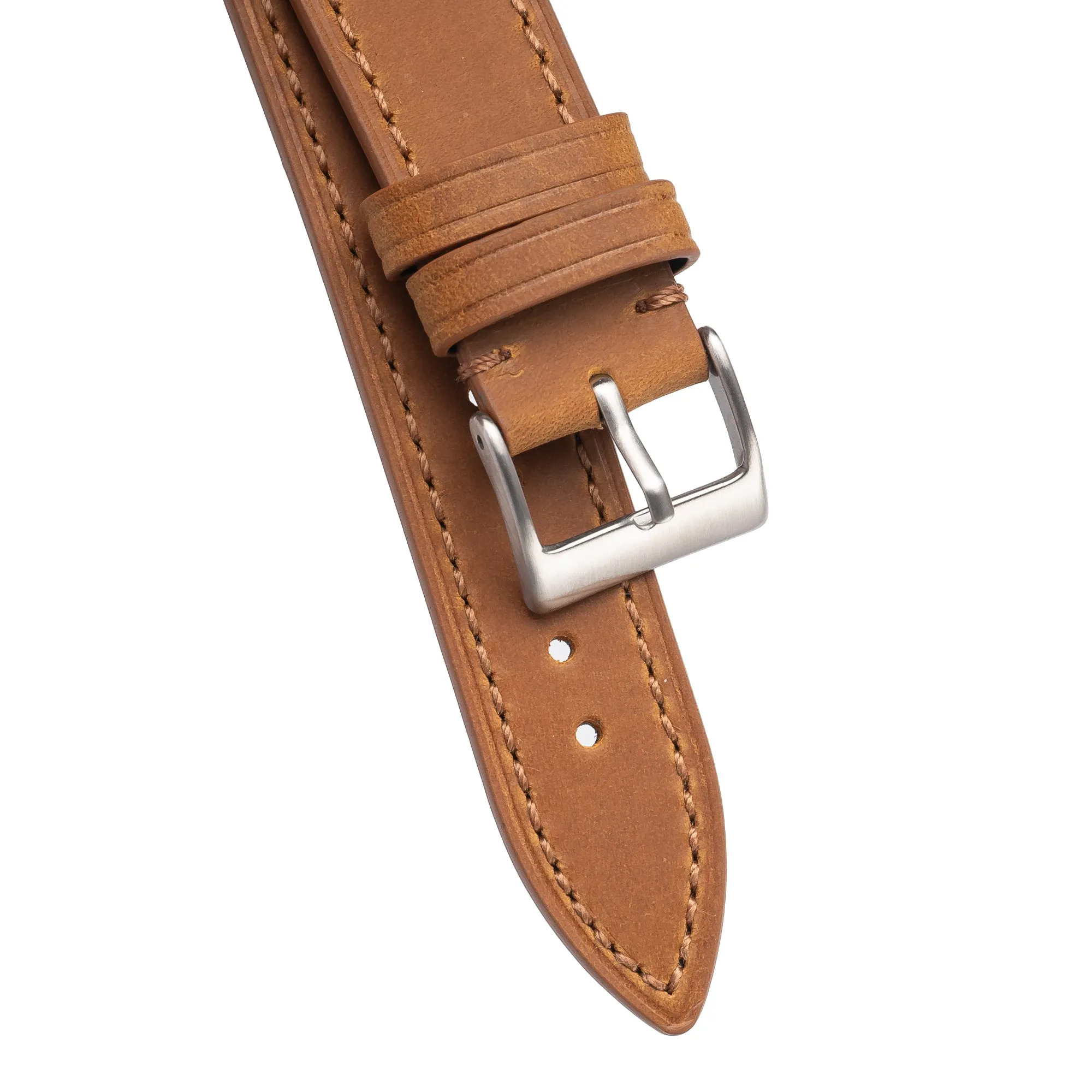 20mm 22mm Quick Release Genuine Leather Watch Strap - Brown