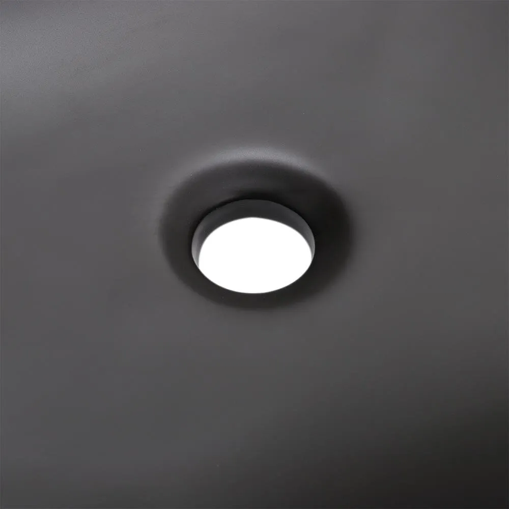 49.5cm W Black Ceramic Sink with Matte Black Finish for Bathroom