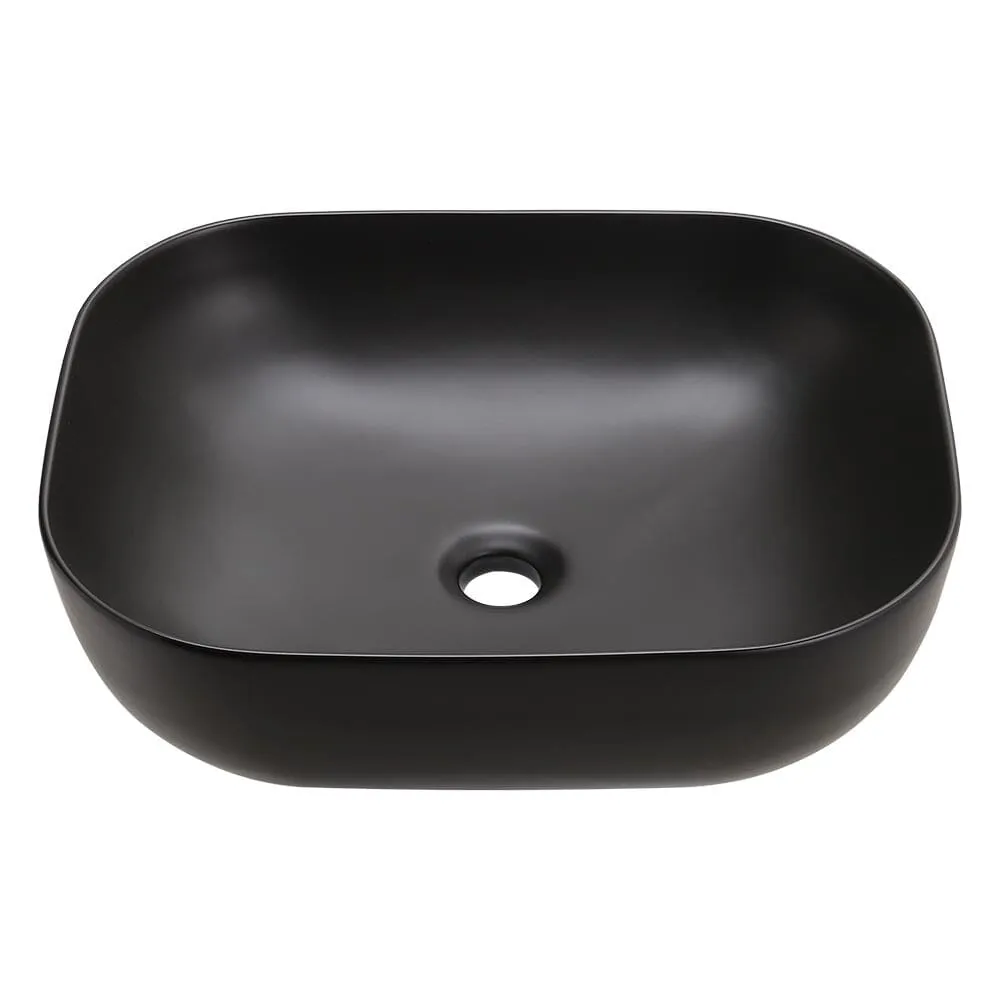 49.5cm W Black Ceramic Sink with Matte Black Finish for Bathroom