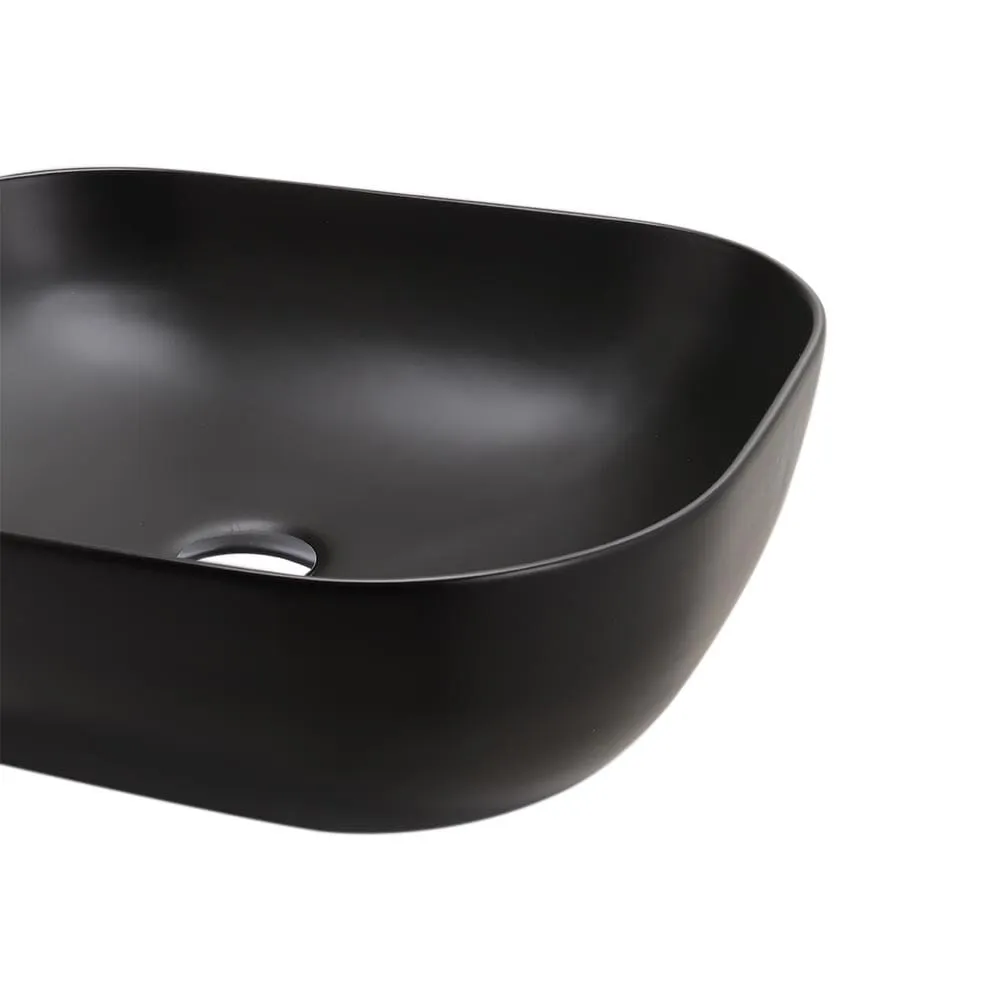 49.5cm W Black Ceramic Sink with Matte Black Finish for Bathroom