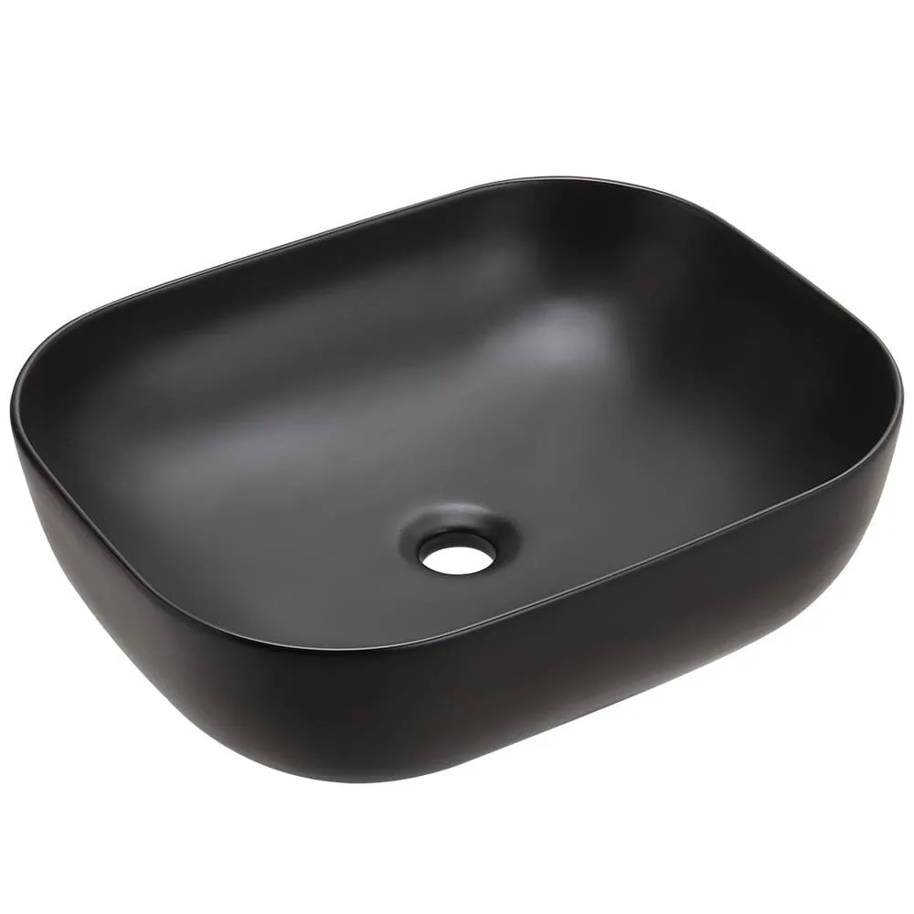 49.5cm W Black Ceramic Sink with Matte Black Finish for Bathroom