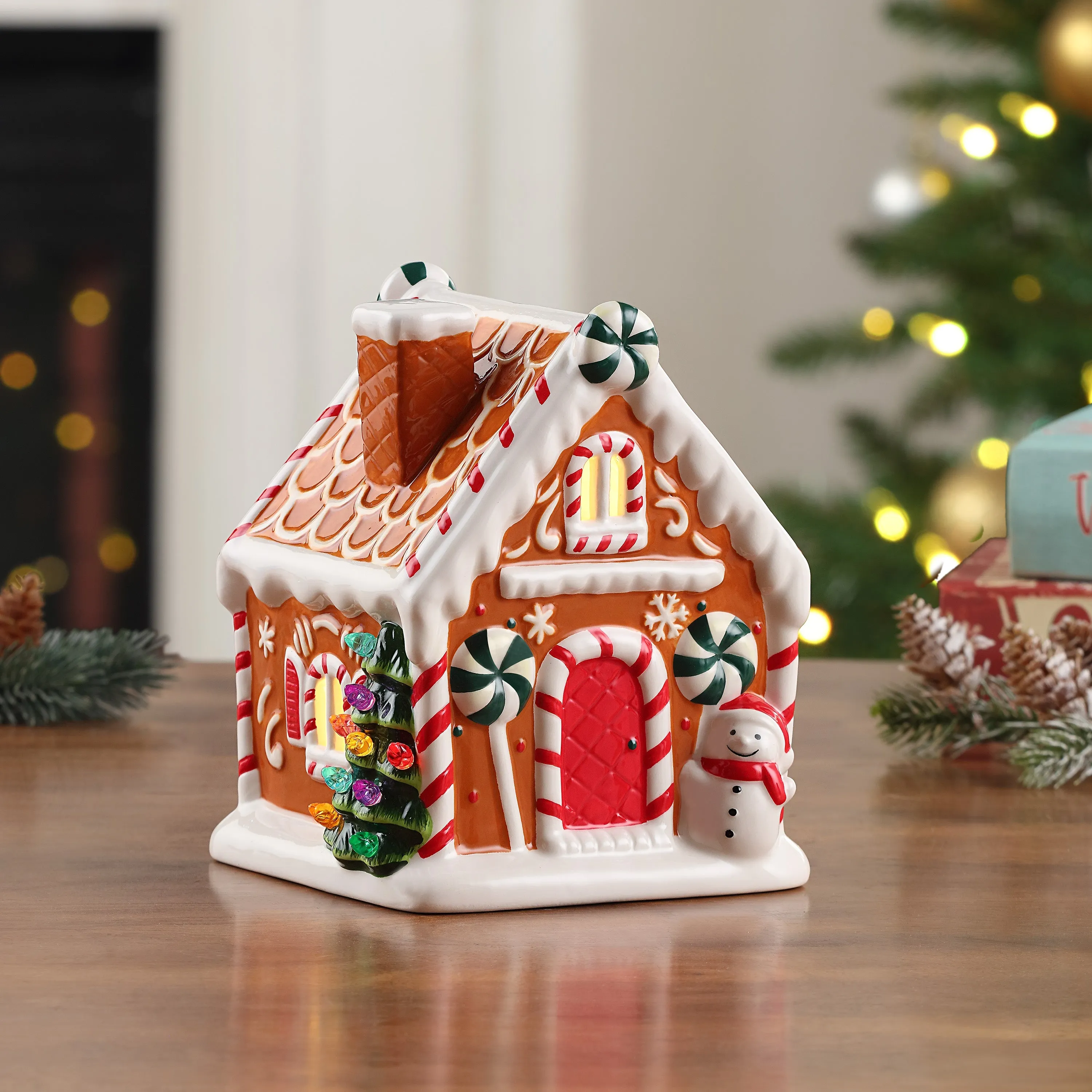 7 in. Ceramic Gingerbread House - Brown