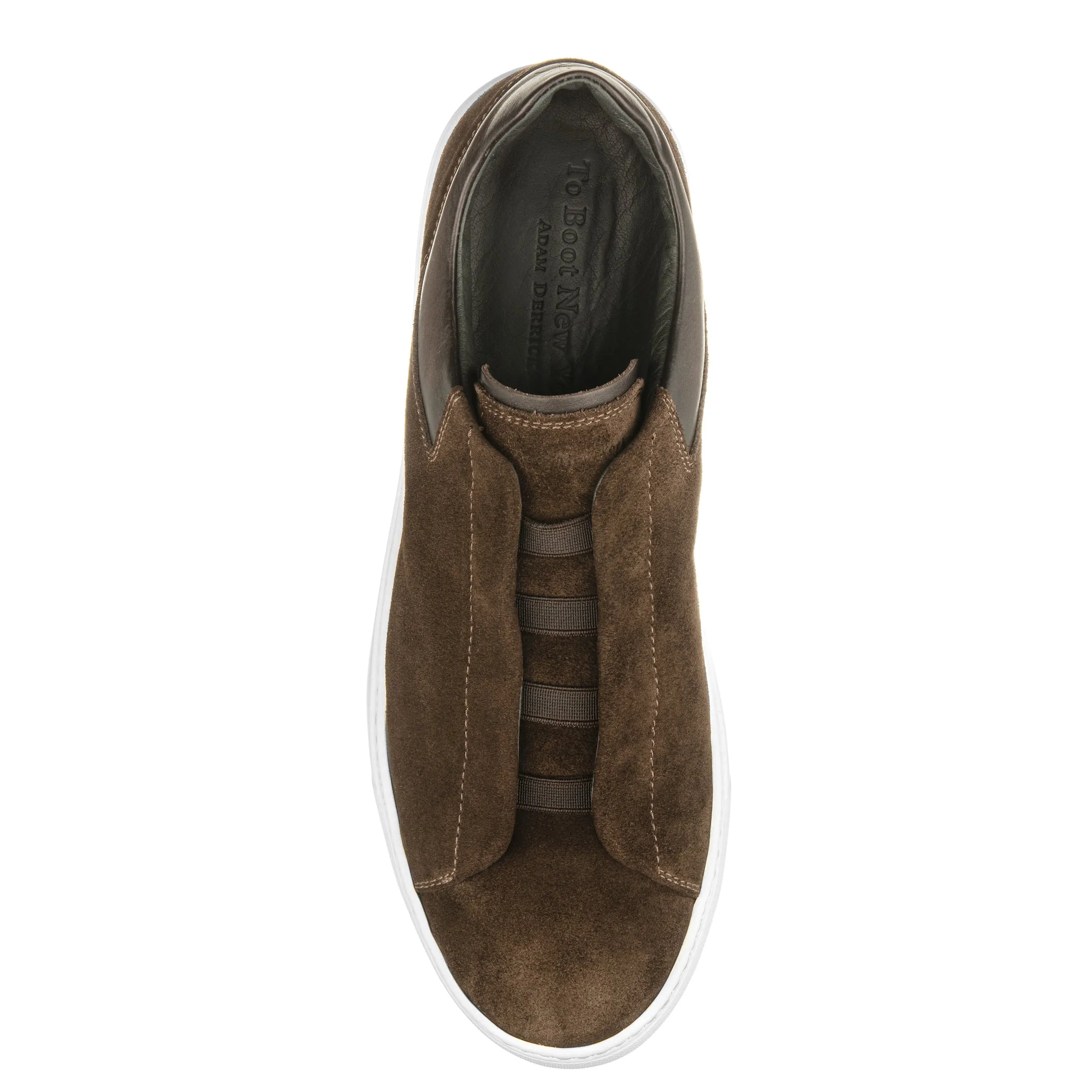 Alberta Dark Brown Suede Elastic Slip on Sneaker