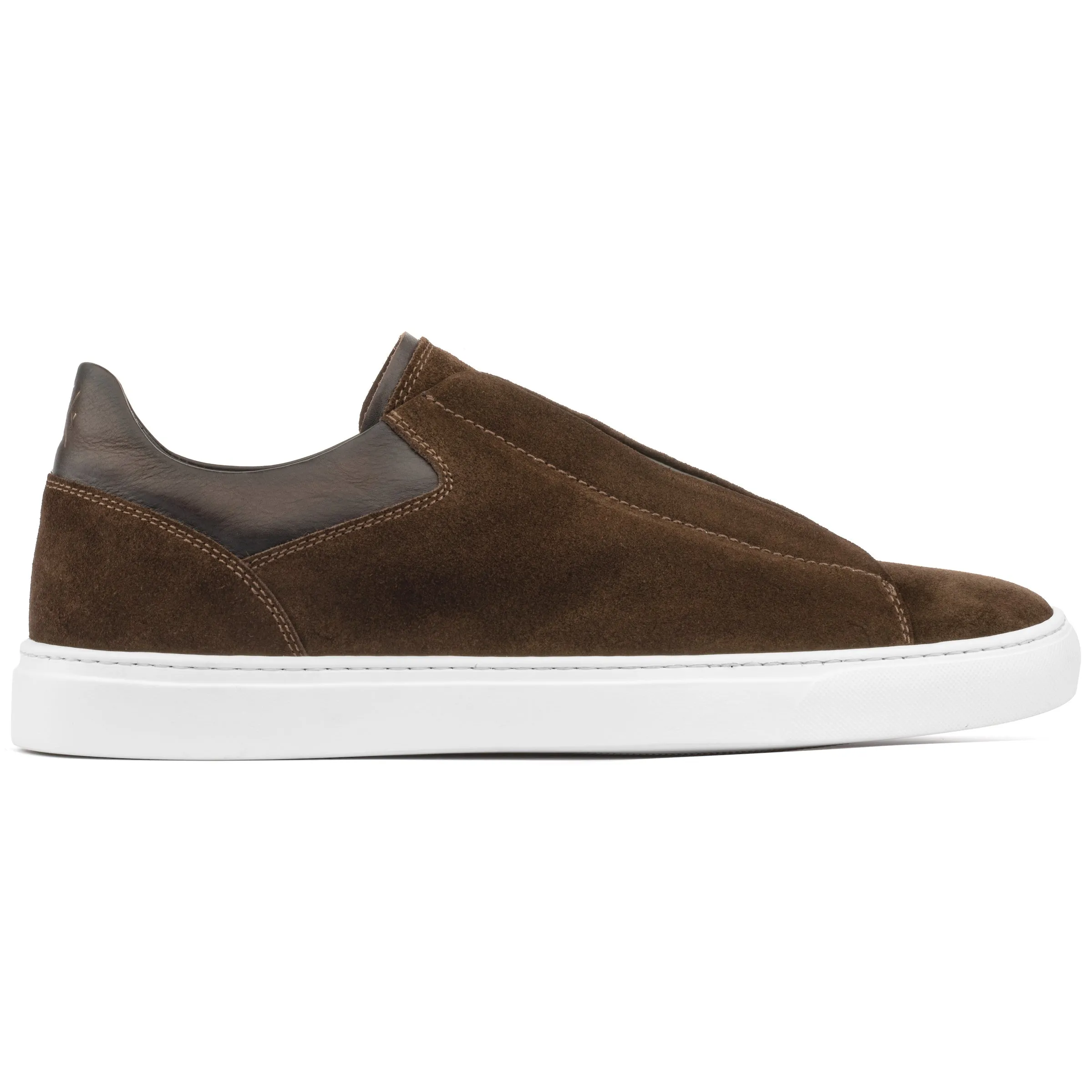 Alberta Dark Brown Suede Elastic Slip on Sneaker