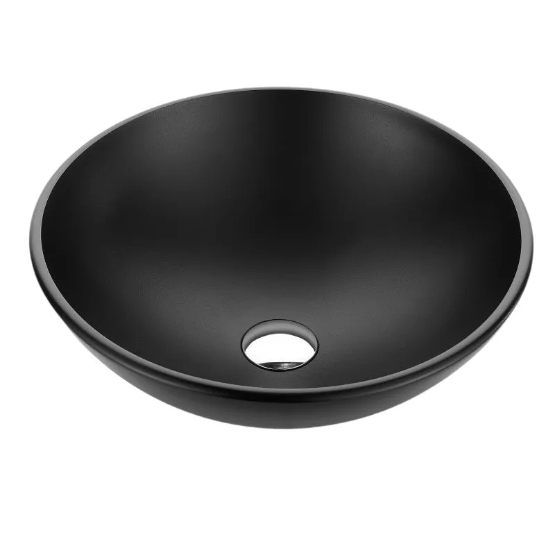 ANZZI Amalfi Round Glass Vessel Bathroom Sink with Matte Black Finish