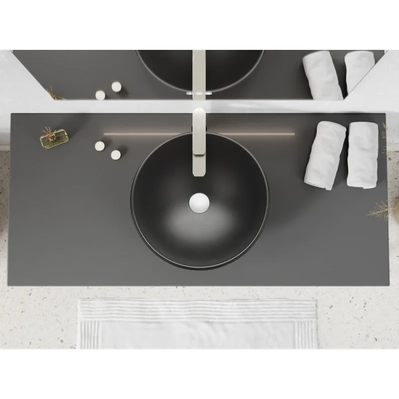 ANZZI Amalfi Round Glass Vessel Bathroom Sink with Matte Black Finish