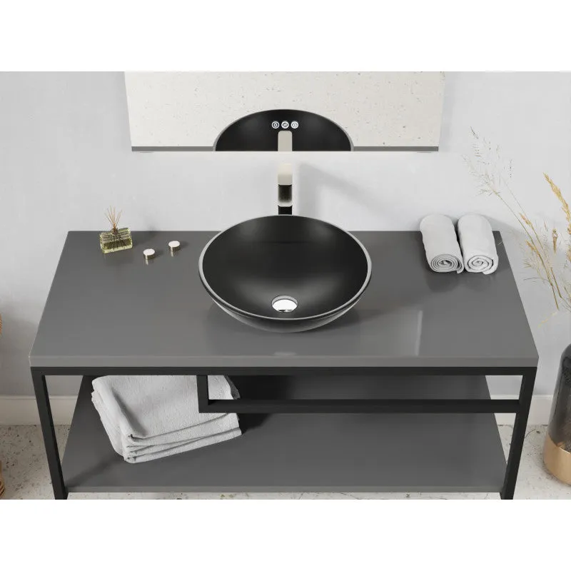 ANZZI Amalfi Round Glass Vessel Bathroom Sink with Matte Black Finish