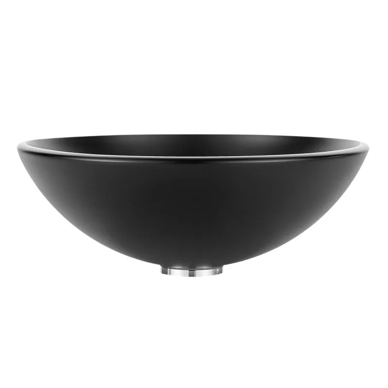 ANZZI Amalfi Round Glass Vessel Bathroom Sink with Matte Black Finish