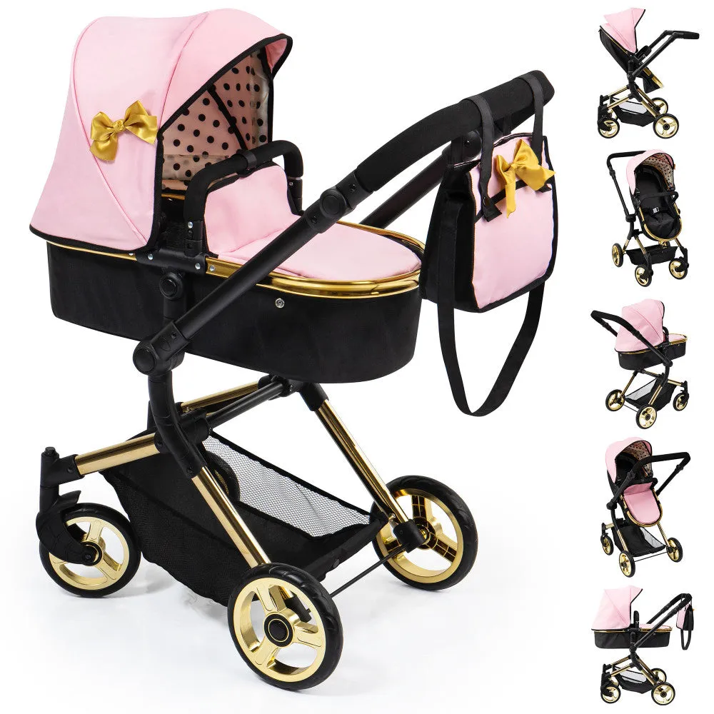 Bayer Design Neo Vario Combi Doll Pram - Pink, Black, Gold, for Ages 3 