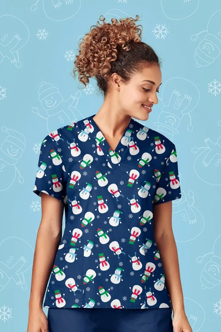 Biz Care Women's Christmas Scrubs Top