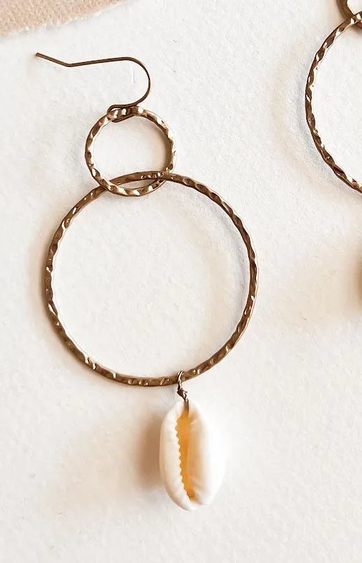 Blake Dangle Hoop Earrings | Gold Hoops with Shells