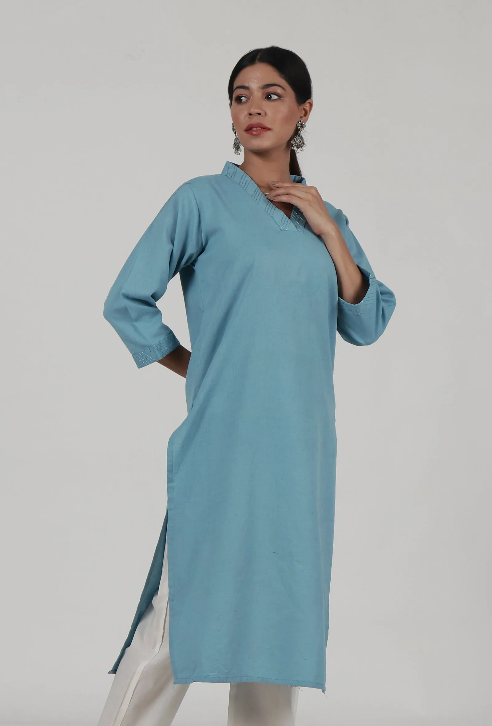 Blue Cotton Kurta