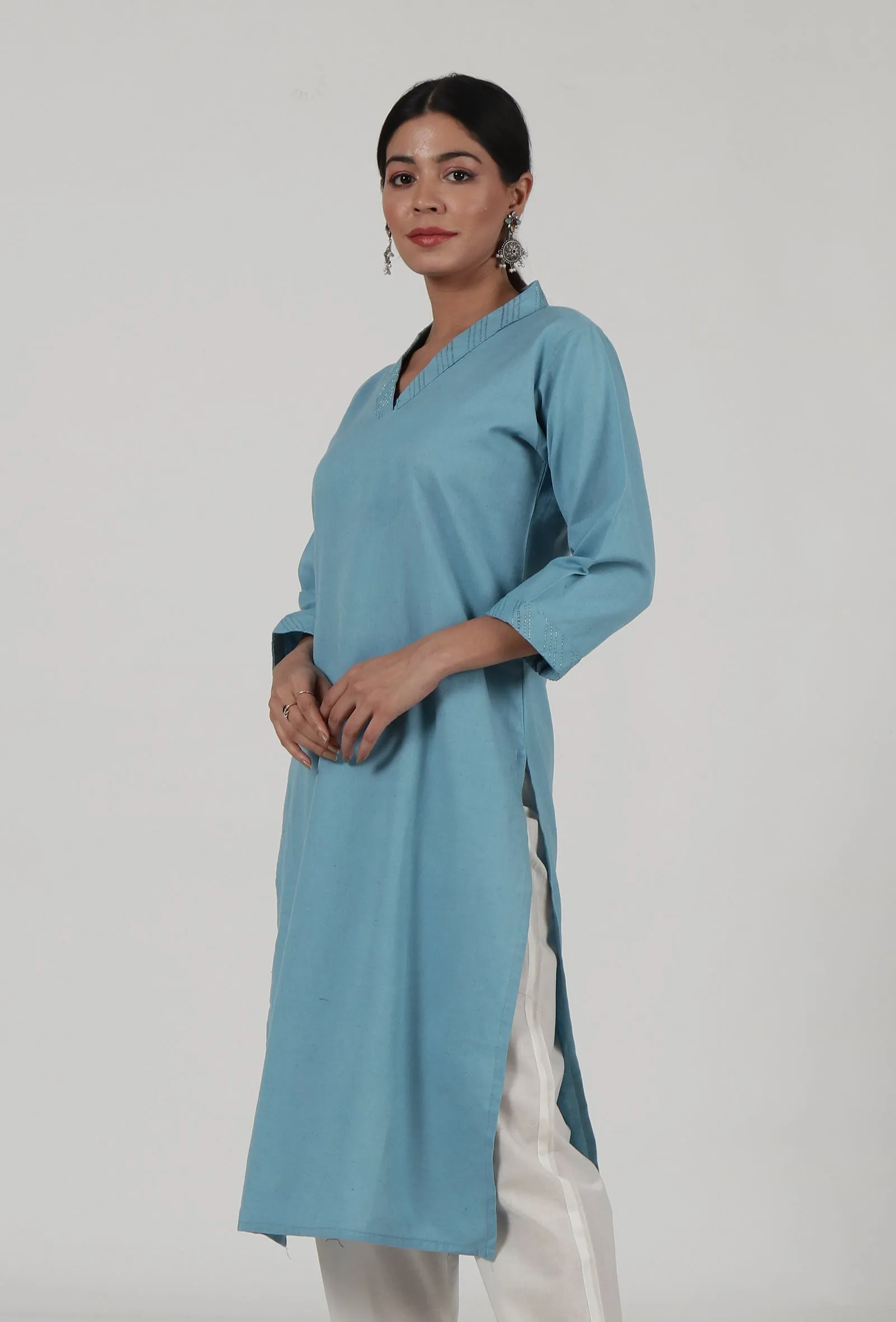 Blue Cotton Kurta