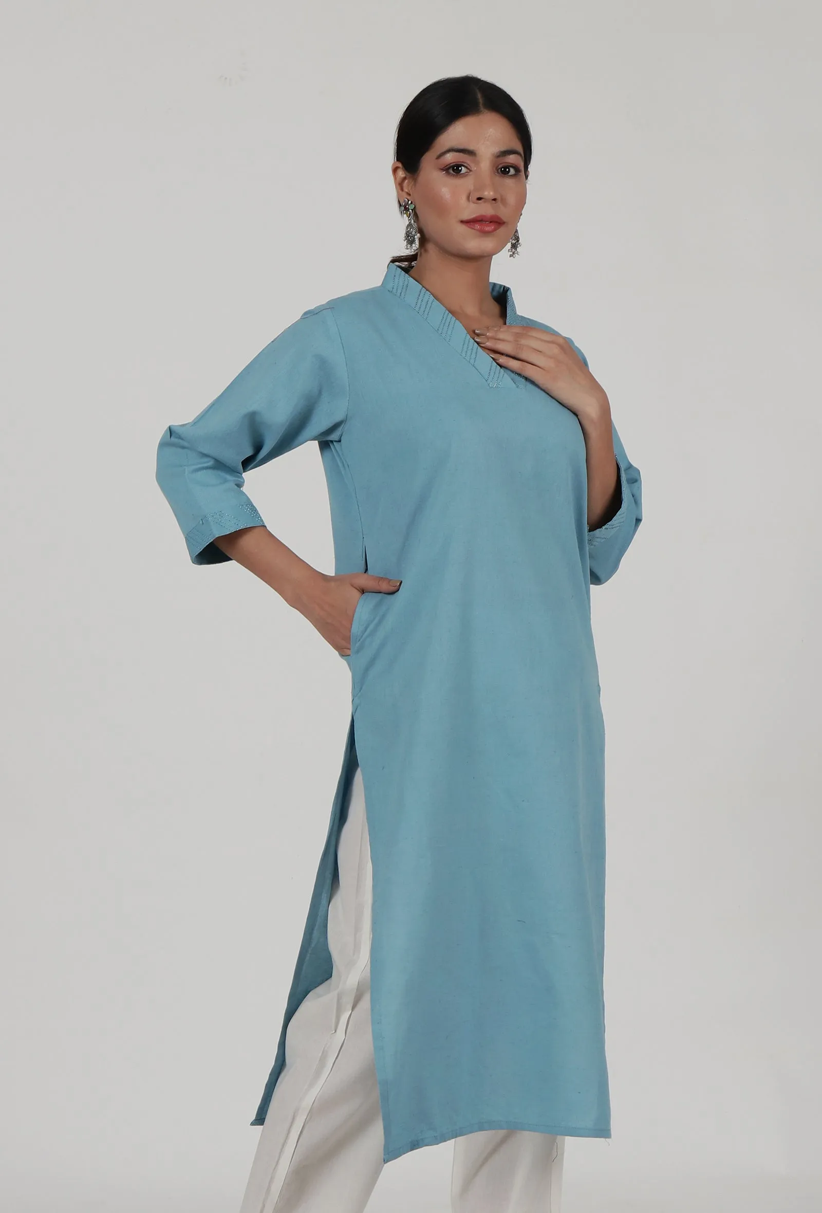 Blue Cotton Kurta