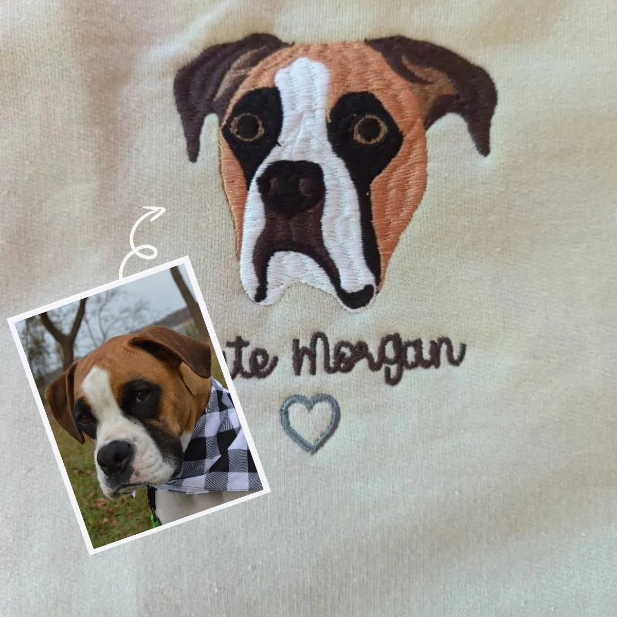 Boston Terrier Sweatshirt or Hoodie, Custom Embroidered Gift from Photo Name