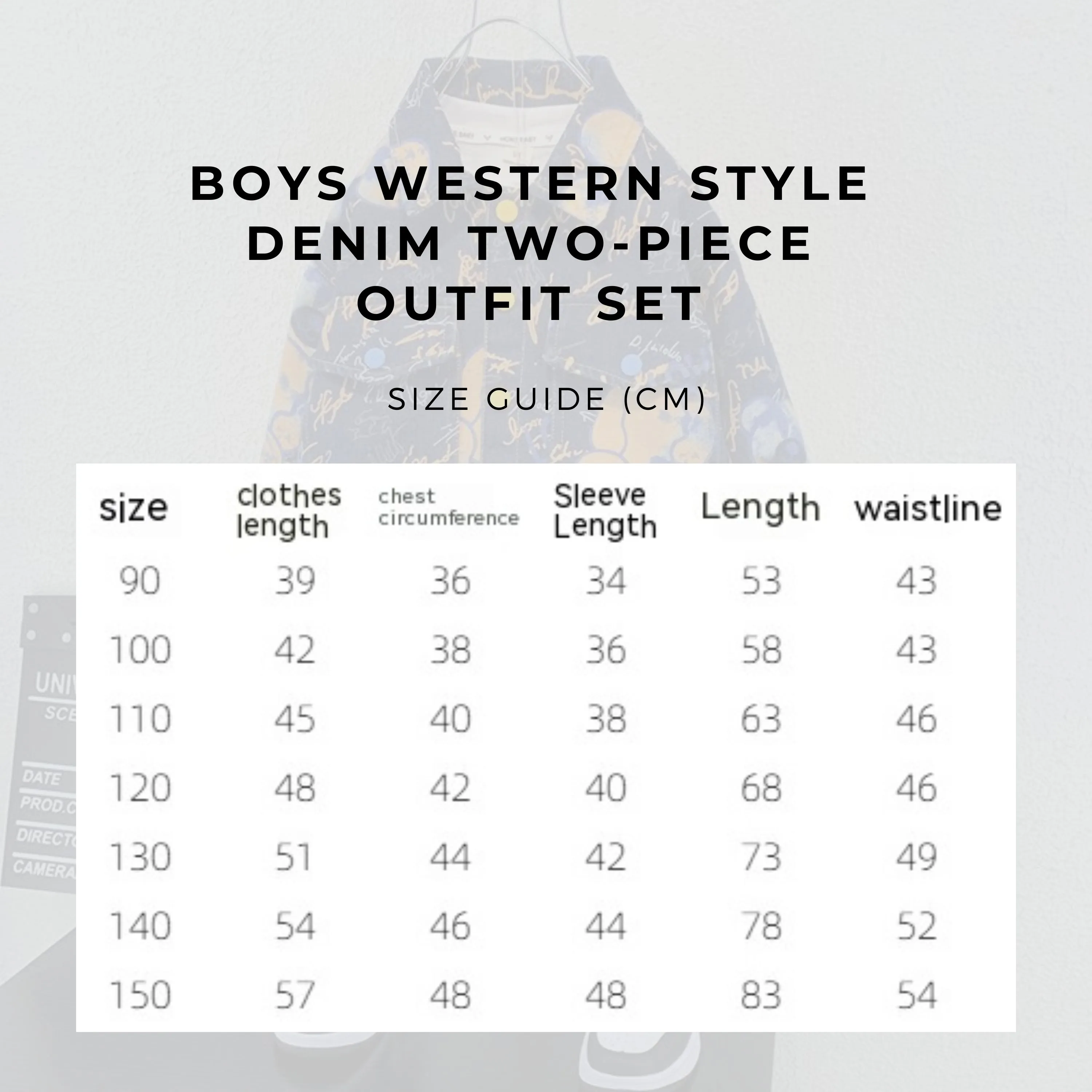 Boys Western Style Denim Two-piece Outfit Set