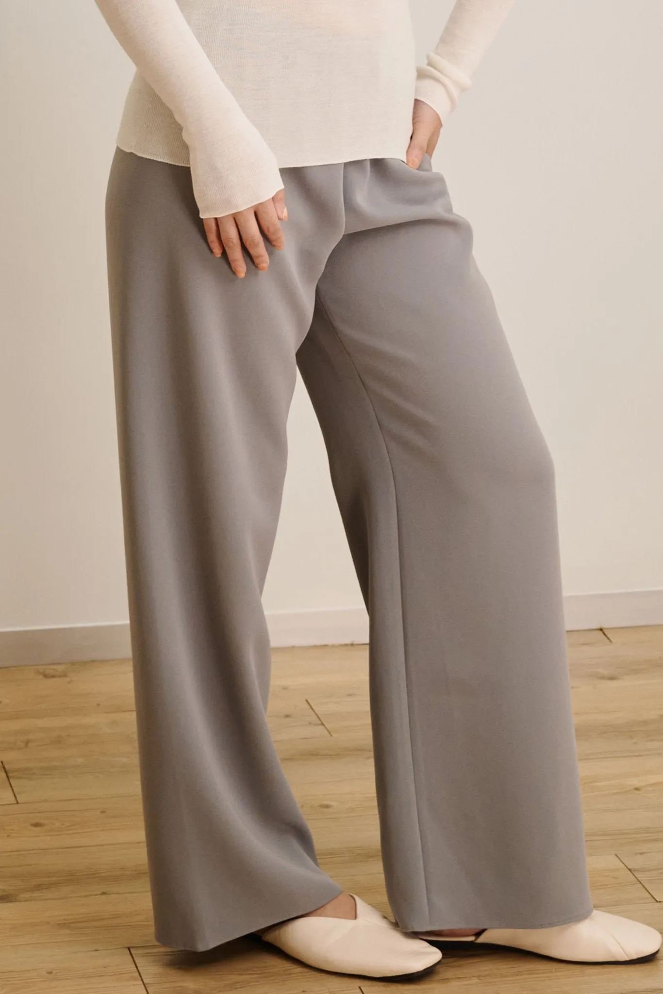 CADY wide-leg pants (Grey)