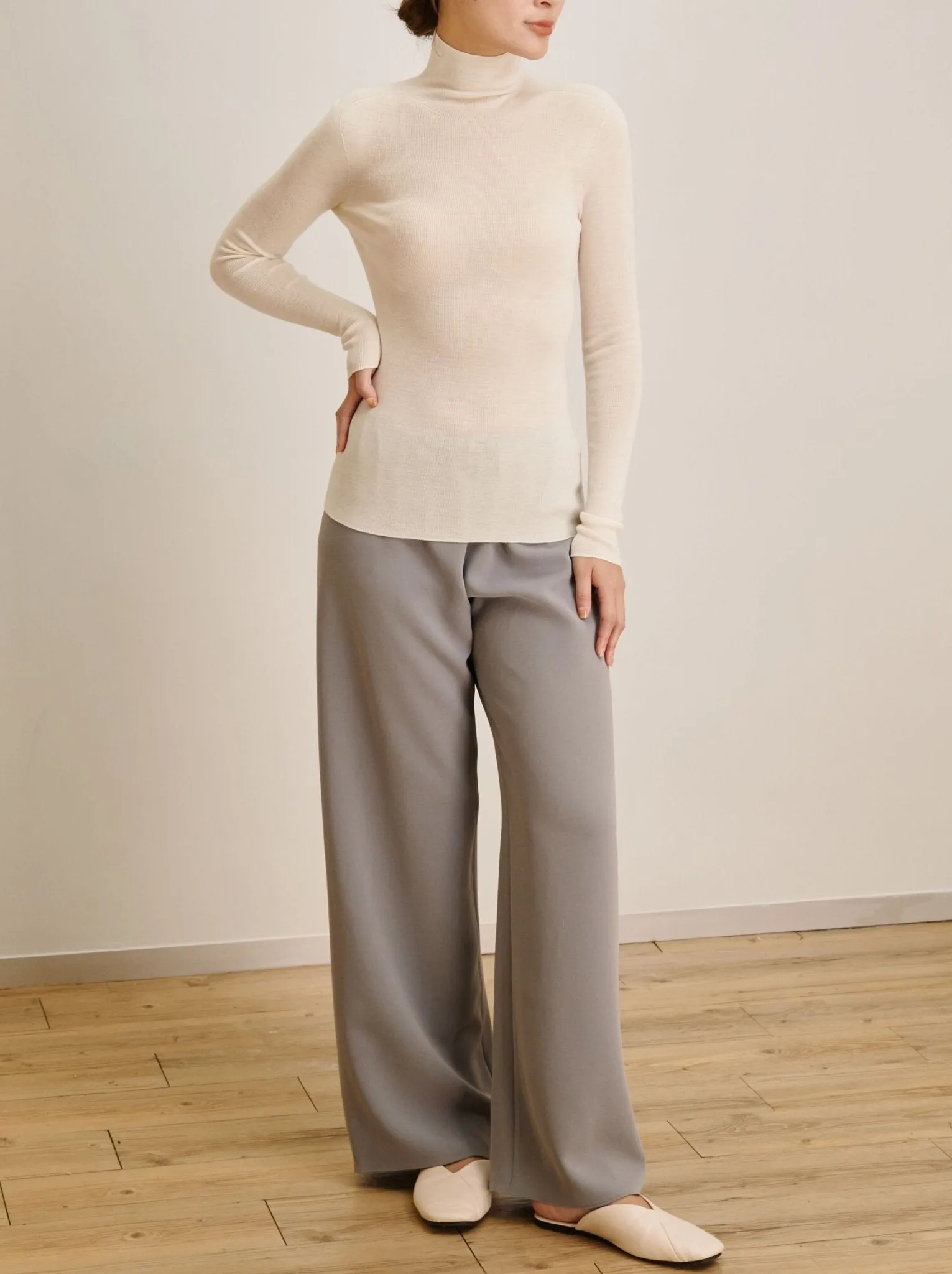 CADY wide-leg pants (Grey)