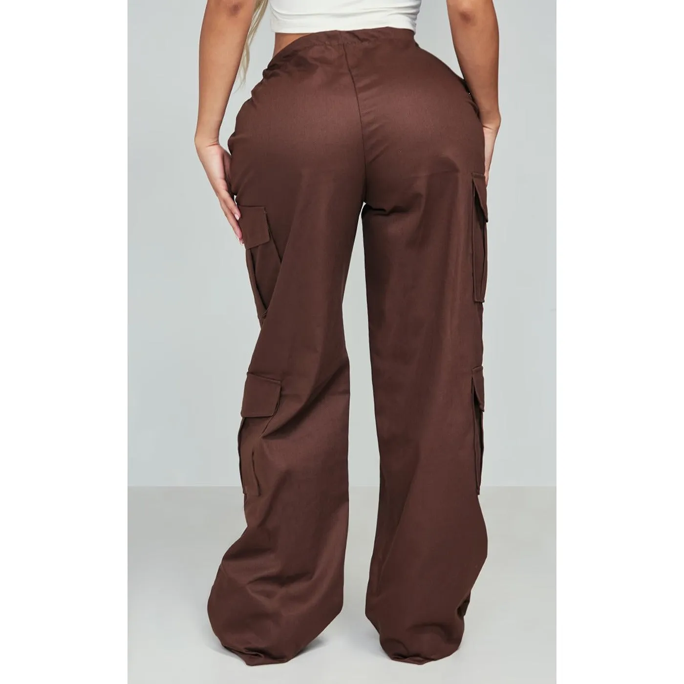 Chocolate Brown Cargo Fold Waist Trousers