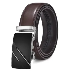 Classy Men Brown & Silver Leather Suit Belt