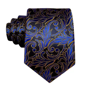 Classy Men Royal Blue Floral Silk Tie