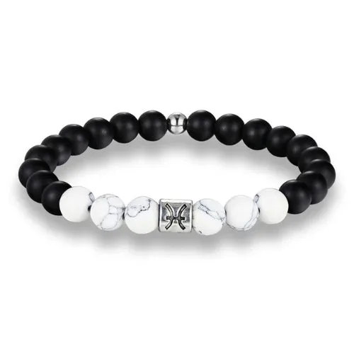 Classy Men White Beaded Zodiac Bracelet