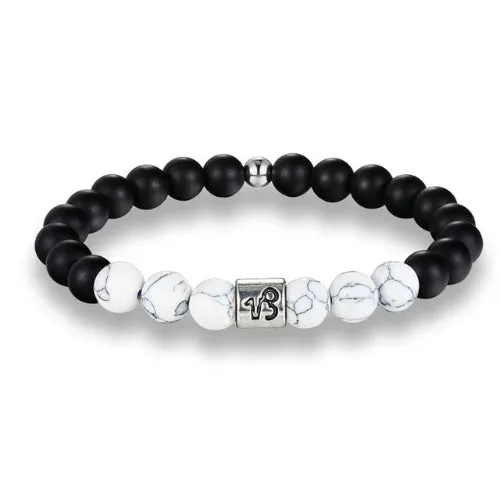 Classy Men White Beaded Zodiac Bracelet