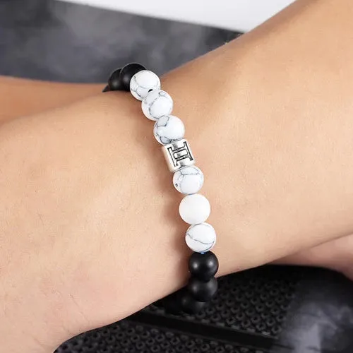 Classy Men White Beaded Zodiac Bracelet