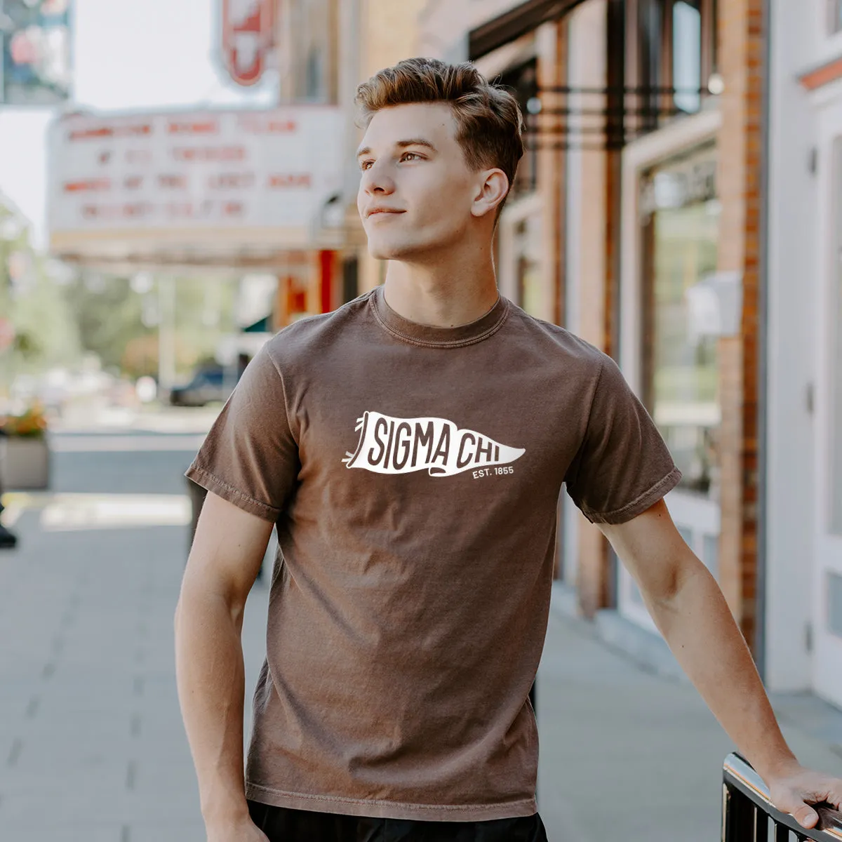 Comfort Colors Brown Pennant Short Sleeve Tee