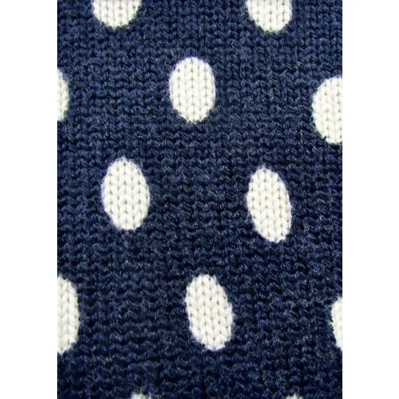 Comme Des Garçons Navy and White Polkadot Sweater