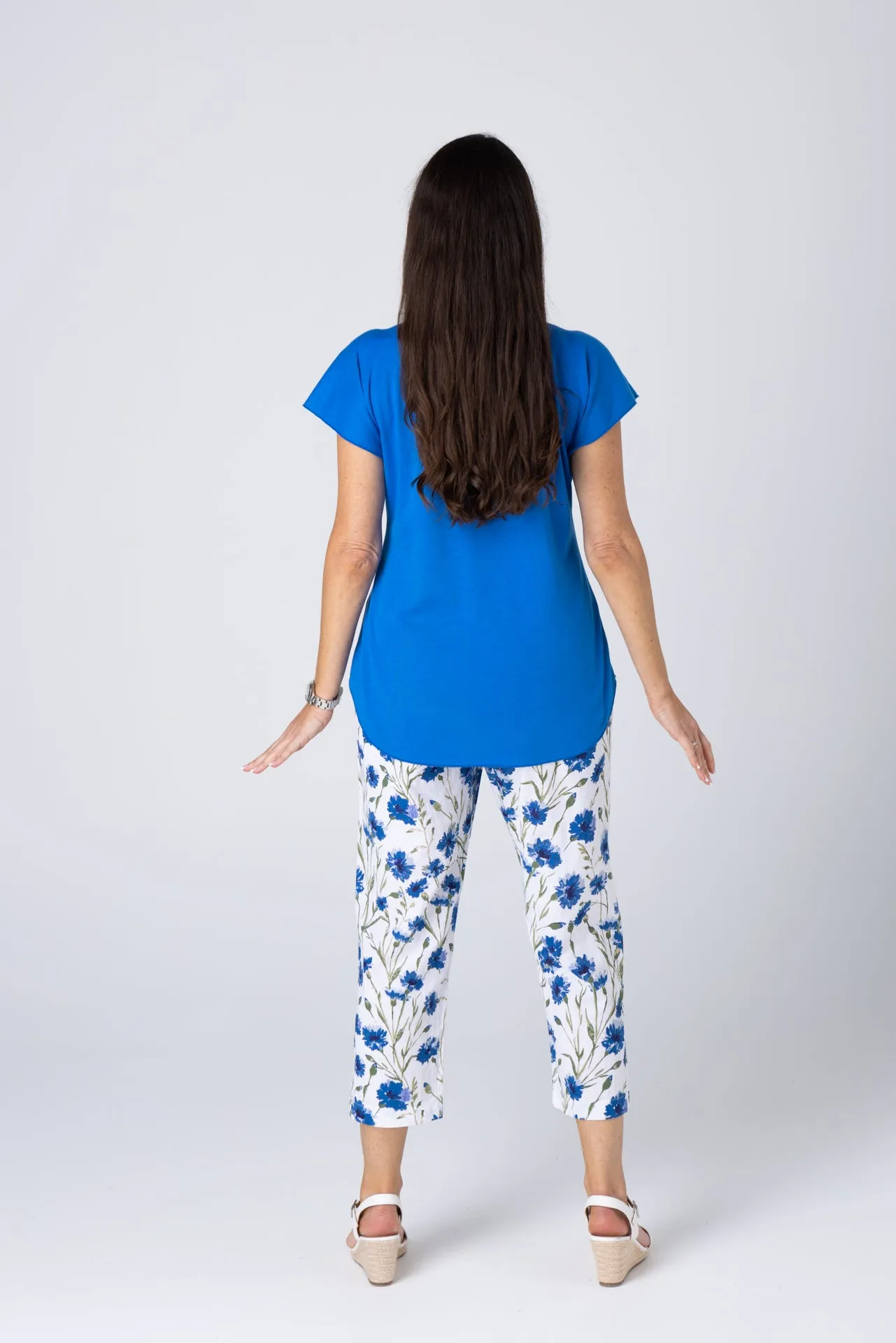 Cornflower Cotton Capri Pants