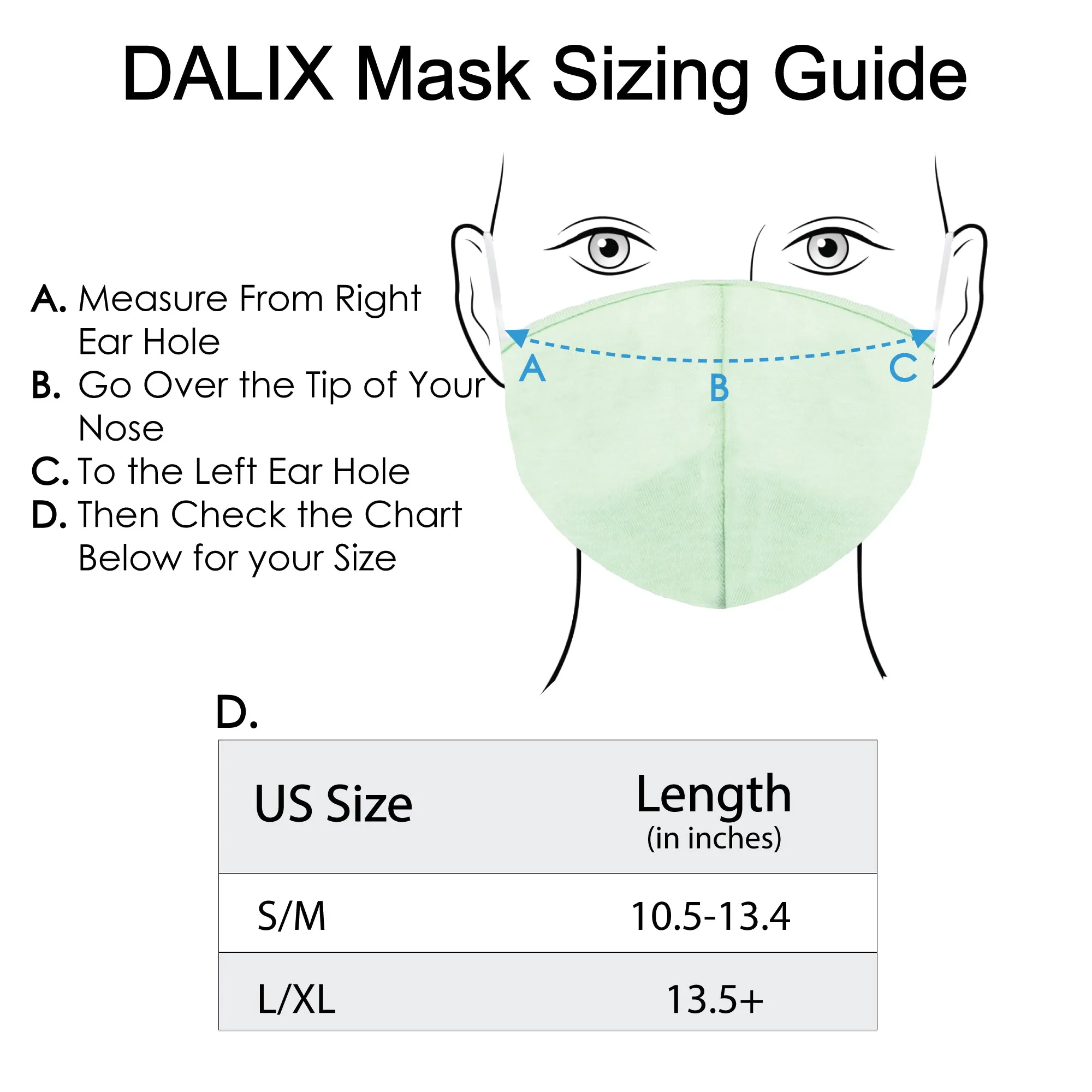 DALIX Cloth Face Mask Reuseable Washable Made in USA - S-M, L-XL Size (20 Pack)