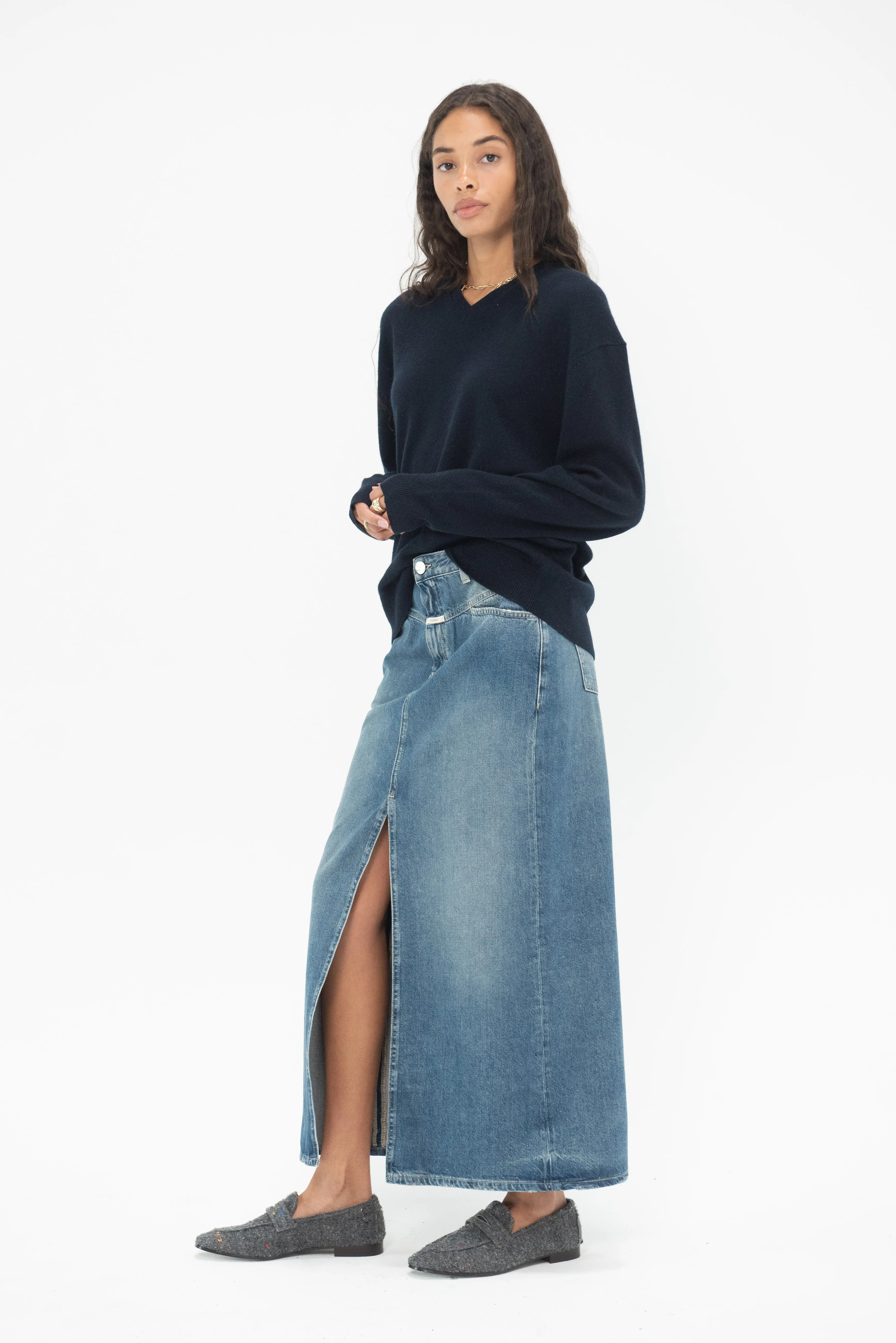 Denim Skirt, Dark Blue