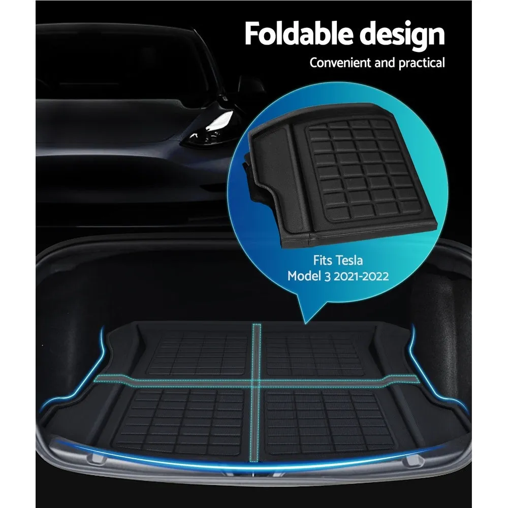 Durable Rubber Cargo Trunk Mats Set for Tesla Model 3