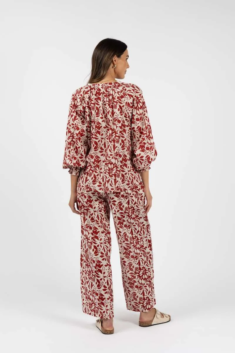 Eden Pant in Brick Print HS24318 by Humidity Lifestyle