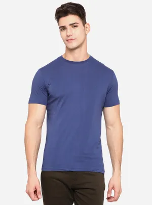 Ensigna Blue Solid Slim Fit T-Shirt | JadeBlue