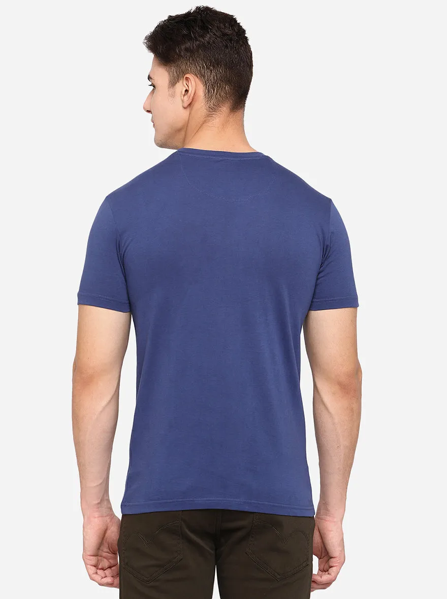 Ensigna Blue Solid Slim Fit T-Shirt | JadeBlue