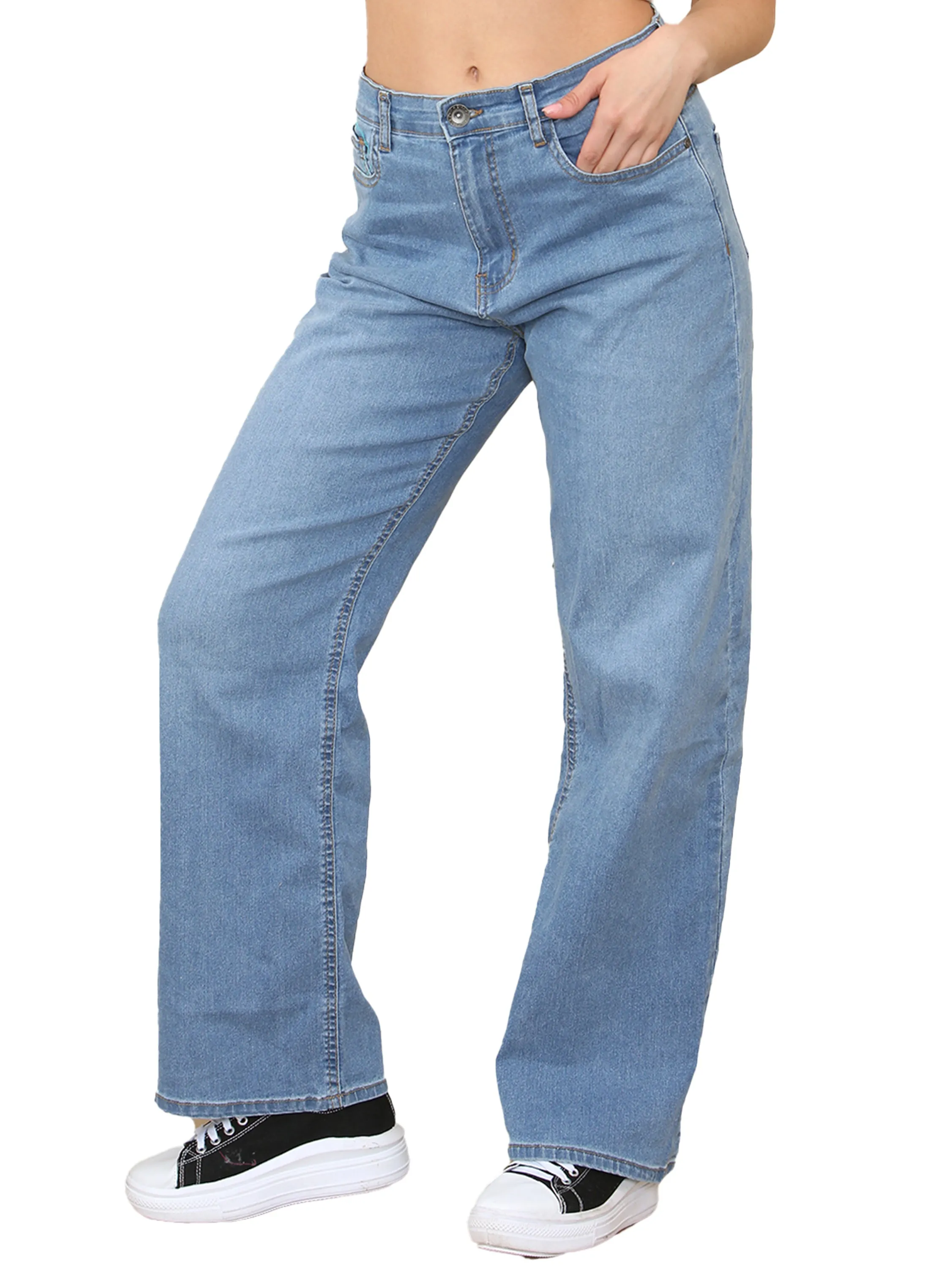 Enzo | Womens Wide Leg Jeans