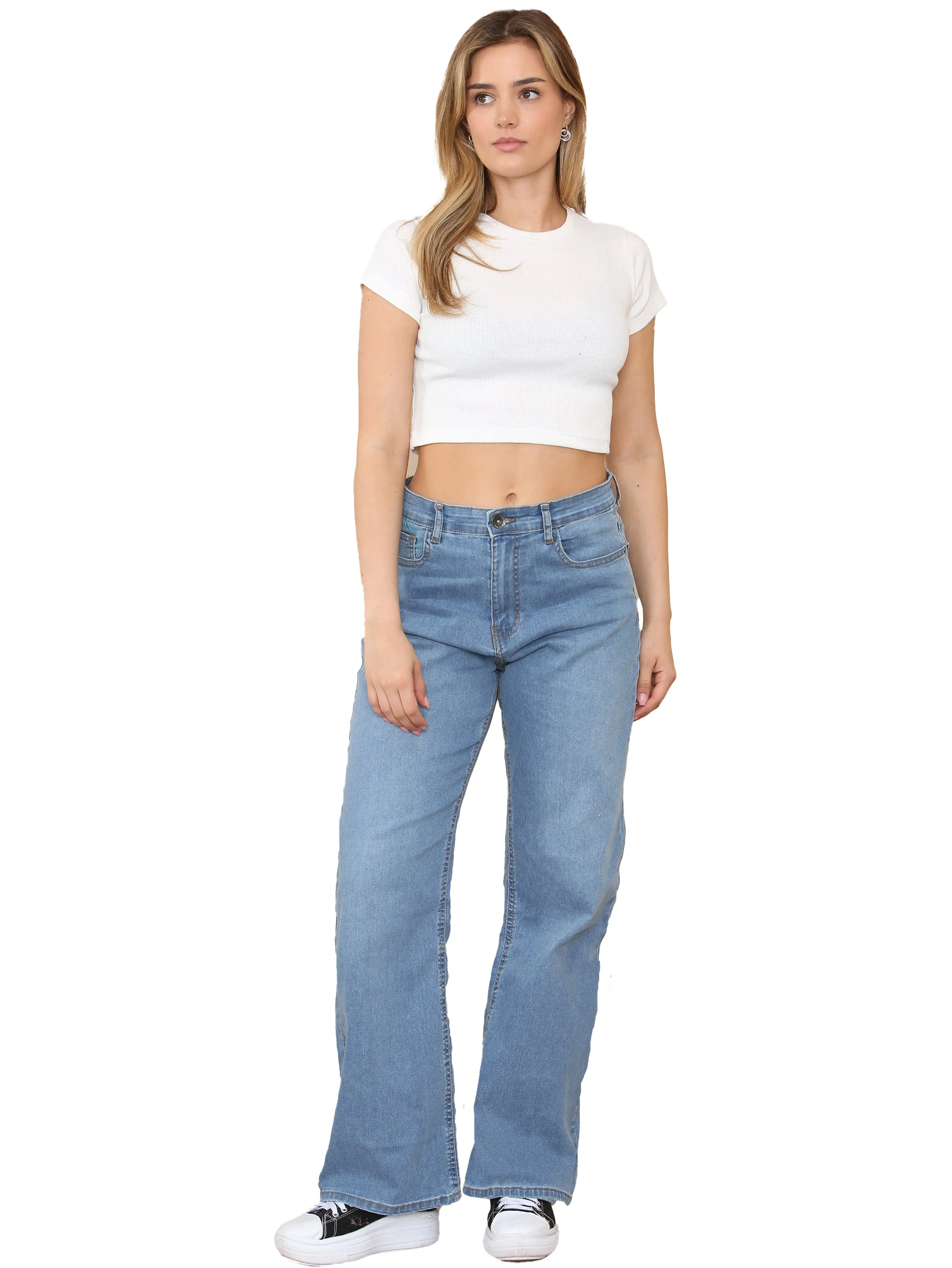 Enzo | Womens Wide Leg Jeans