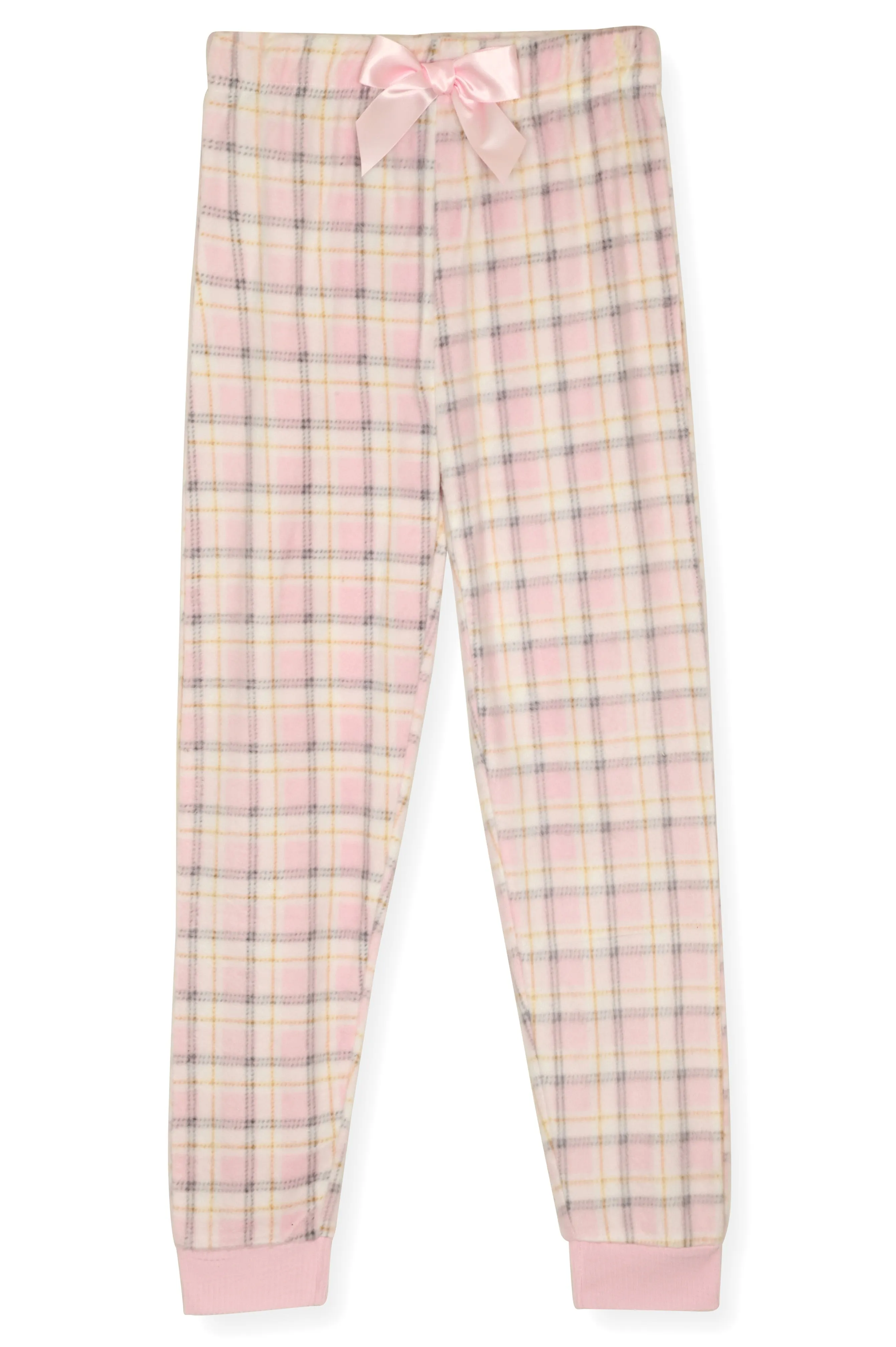 Girls 2-Piece Fleece Pajama Sets- Plaid, Pink & White Pajama Set for Girls