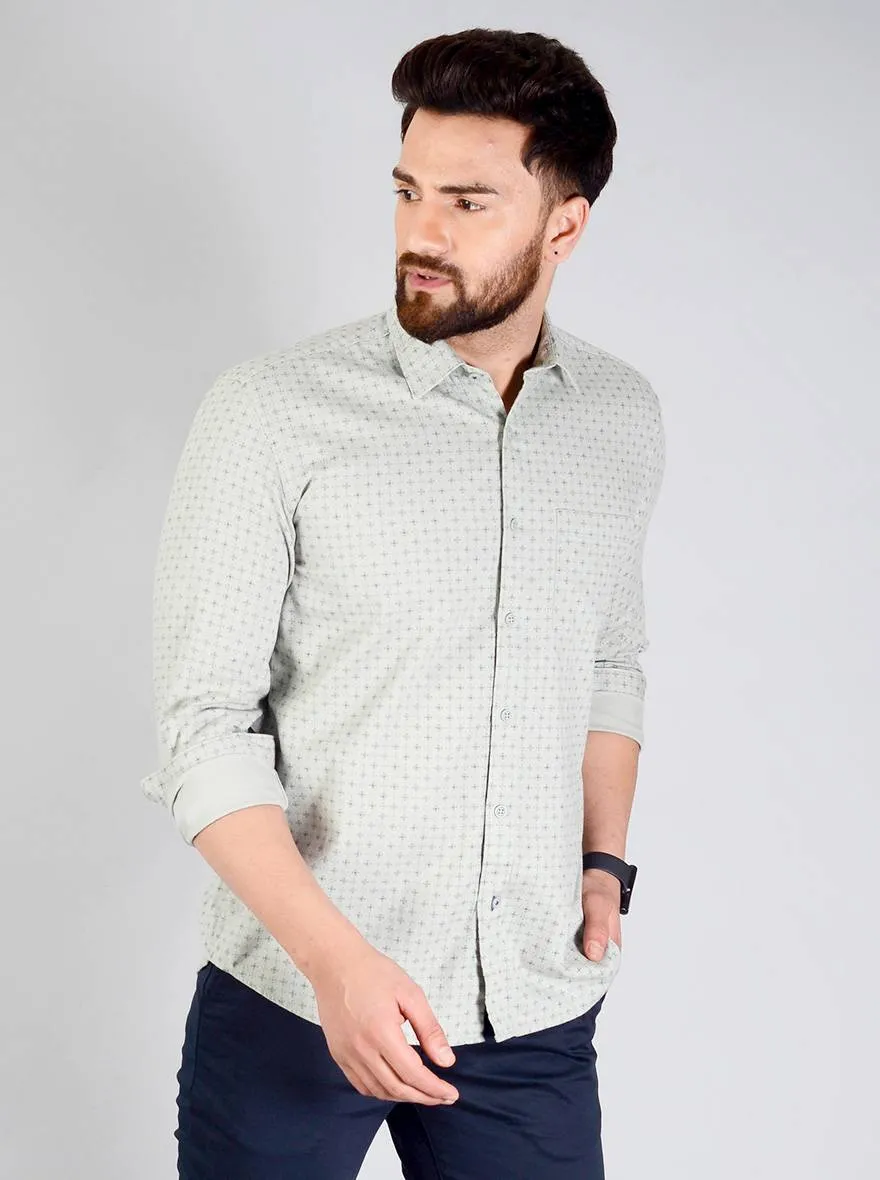 Green Printed Slim Fit Casual Shirt | JadeBlue