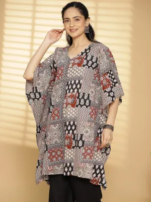 Grey CottonPrinted Kaftan