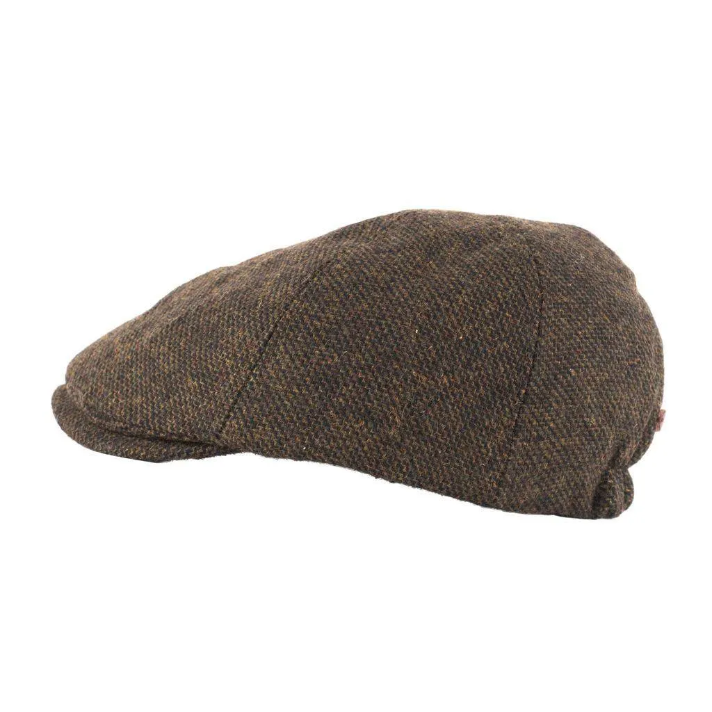 Herringbone Tweed Panel Flat Cap