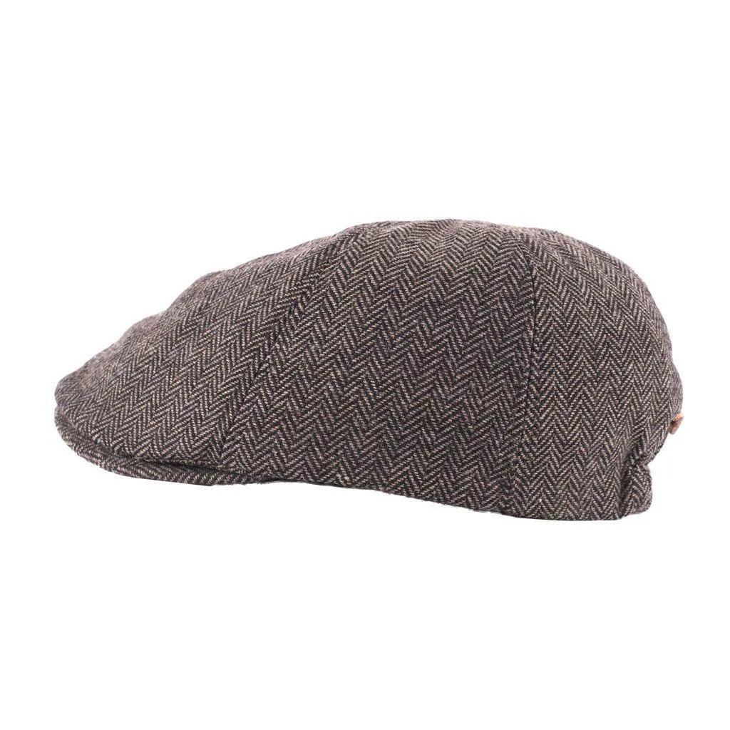 Herringbone Tweed Panel Flat Cap