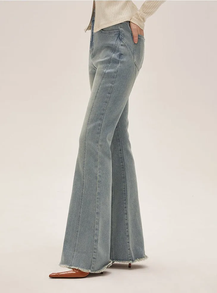 I'M ONE Women's retro slim and fashionable high-waisted denim micro-lab pants