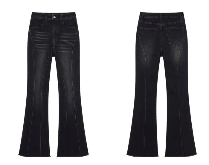 I'M ONE Women's retro slim and fashionable high-waisted denim micro-lab pants