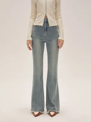 I'M ONE Women's retro slim and fashionable high-waisted denim micro-lab pants