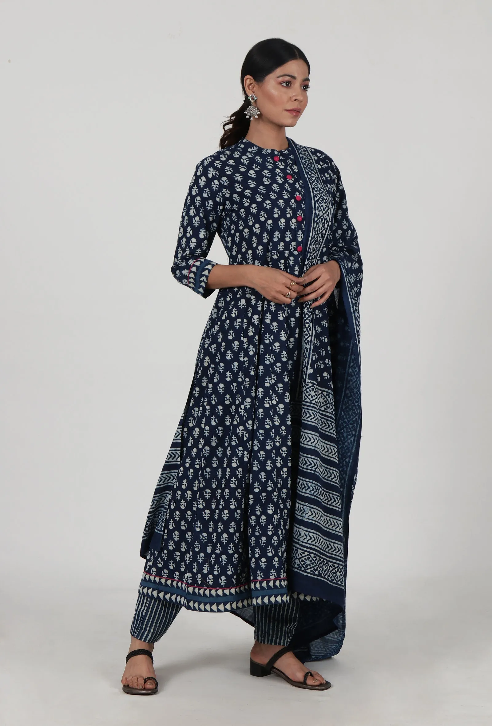 Indigo Printed Blue Cotton Dupatta